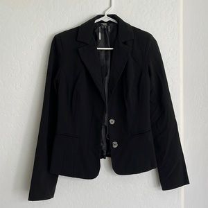 Black Blazer Jacket With Shoulder Pads